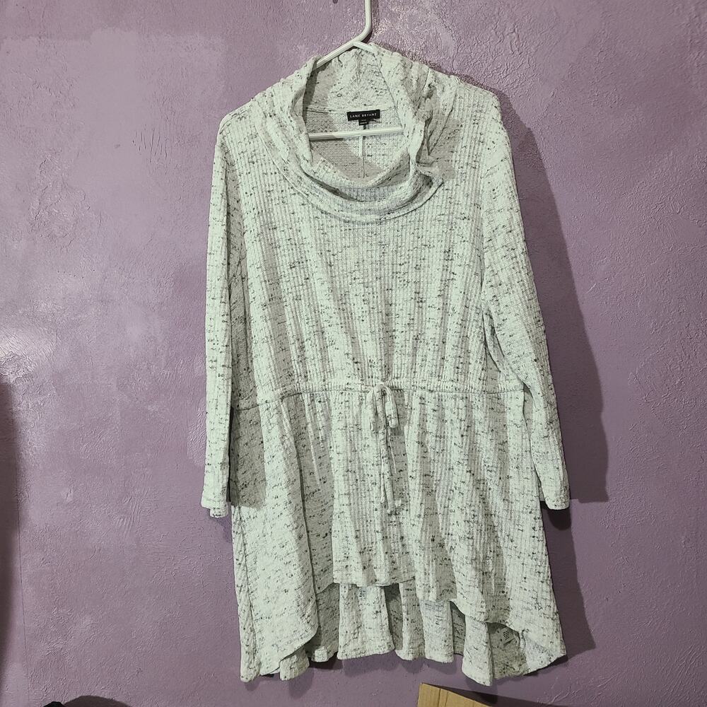 Women's Lane Bryant LS Waffle Knit Cowl Neck Drawstring Hi Lo Tunic 2X 18 20‎